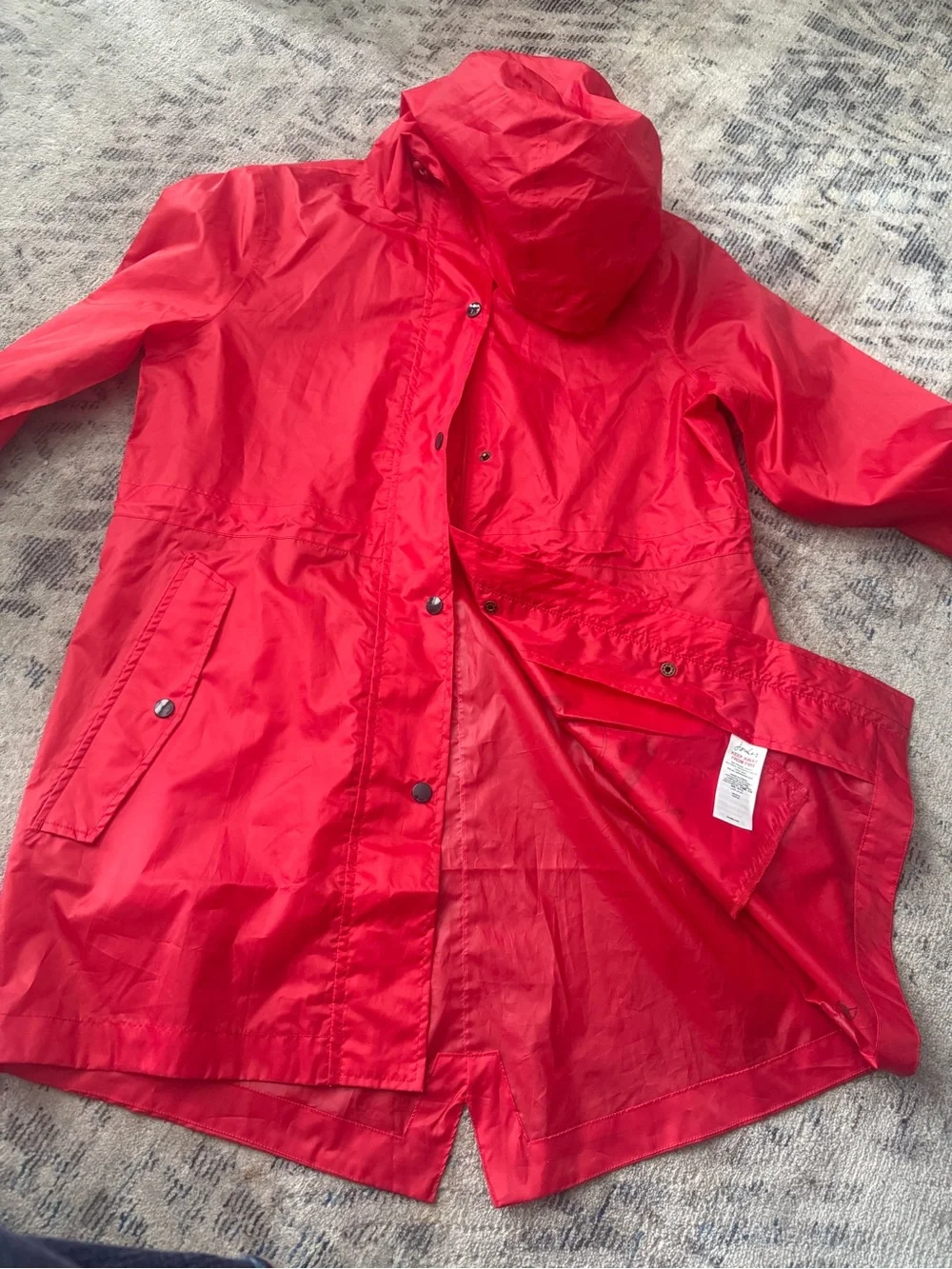 Joules Red Hooded Trench Coat - Picture 14 of 16